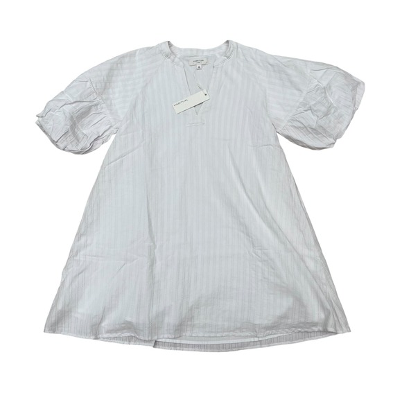 Habitual Dresses & Skirts - Habitual Womens Bright White Dobby Stripe Puff Sleeve Mini Dress Size M NEW
